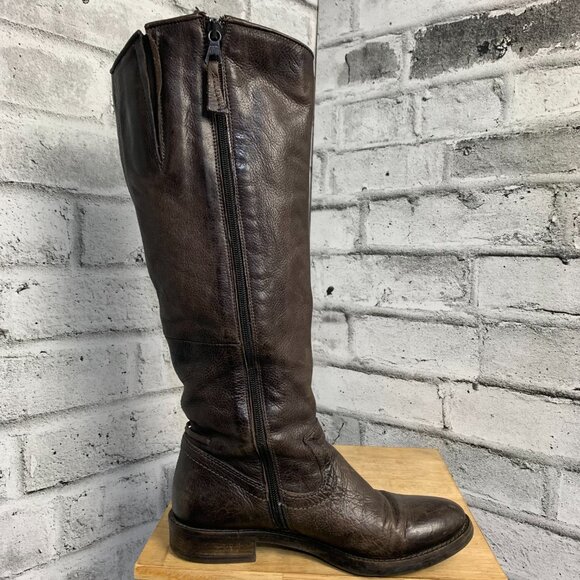 Mjus Riding Boots EU 37 US 6.5 Brown Leather Tall Knee High Low Block Heel Boho - Picture 3 of 16